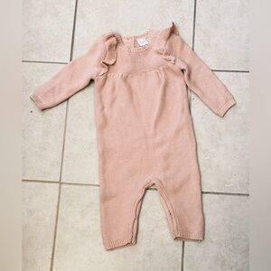 Edgehill Collection Dusty Pink Knit Ruffle Footie